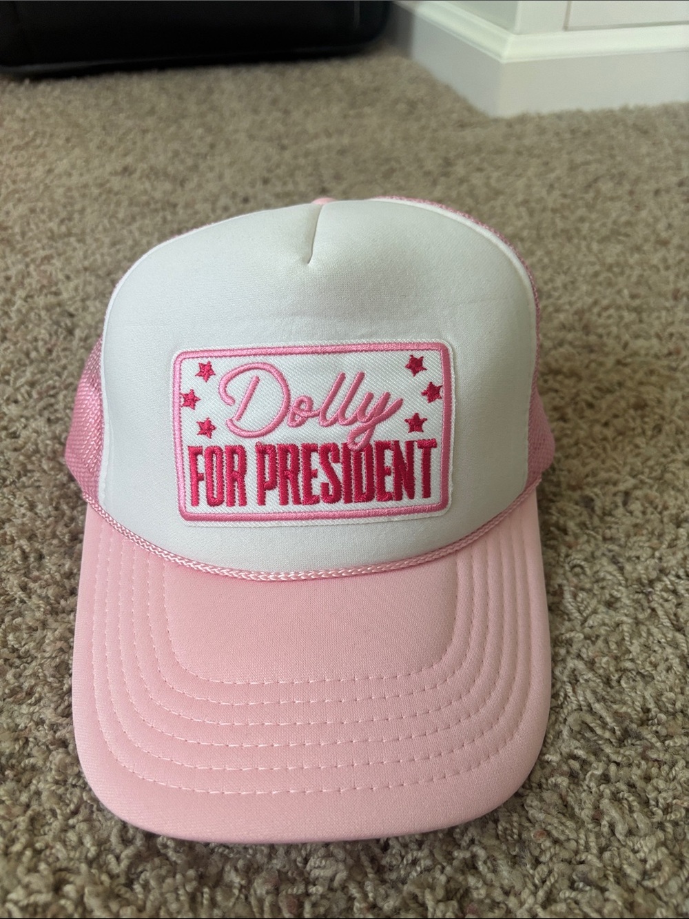 NEW OTTO Pink & White 'Dolly For President' Trucker Hat